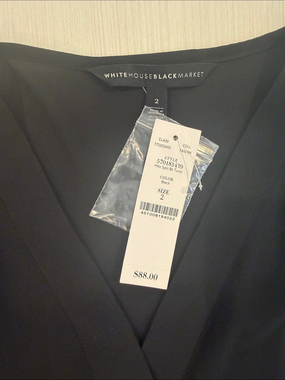 White House Black Market Black V-Neck Tunic